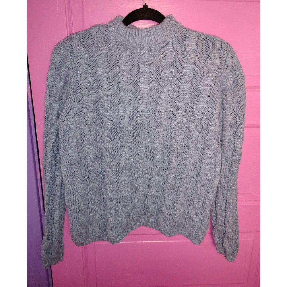 Vintage LL Bean Women's Turtleneck Cable Knit Fisherman Sweater Gorpcore Small